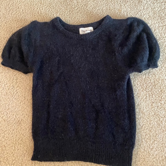 ** FROM ANTHRO** BLACK SHORT SLEEVE SWEATER - Picture 1 of 3